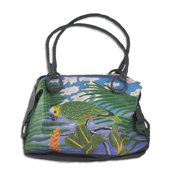 Handmade Amazon Parrot Leather Tote Bag - Picture 1 of 11